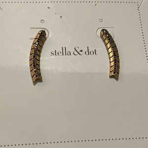 Stella & Dot Gold Earrings with Black Detailing